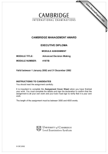 CAMBRIDGE MANAGEMENT AWARD EXECUTIVE DIPLOMA www.XtremePapers.com