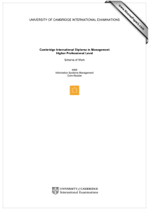 UNIVERSITY OF CAMBRIDGE INTERNATIONAL EXAMINATIONS  www.XtremePapers.com Cambridge International Diploma in Management