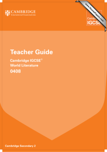 Teacher Guide 0408 Cambridge IGCSE World Literature