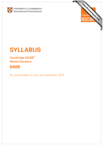 SYLLABUS 0408 Cambridge IGCSE World Literature