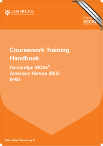 Coursework Training Handbook Cambridge IGCSE American History (BES)