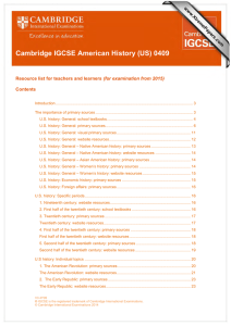 Cambridge IGCSE American History (US) 0409  (for examination from 2015) Contents