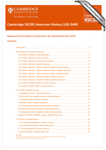 Cambridge IGCSE American History (US) 0409  (for examination from 2016) Contents