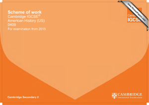 Scheme of work Cambridge IGCSE  American History (US)