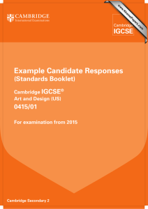 Example Candidate Responses (Standards Booklet) IGCSE 0415/01