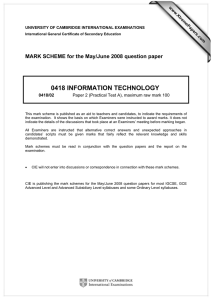 0418 INFORMATION TECHNOLOGY  MARK SCHEME for the May/June 2008 question paper
