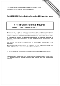 0418 INFORMATION TECHNOLOGY  MARK SCHEME for the October/November 2006 question paper