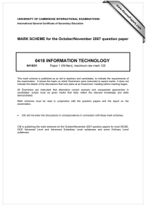 0418 INFORMATION TECHNOLOGY  MARK SCHEME for the October/November 2007 question paper