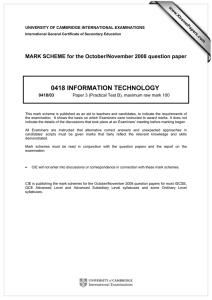 0418 INFORMATION TECHNOLOGY  MARK SCHEME for the October/November 2008 question paper