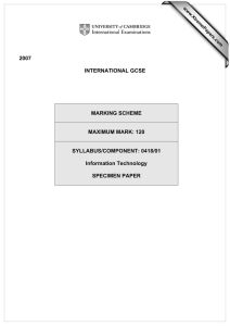 2007  INTERNATIONAL GCSE MARKING SCHEME