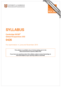 SYLLABUS 0426 Cambridge IGCSE Global Perspectives (US)