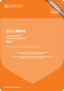 SYLLABUS 0427 Cambridge IGCSE Literature (English) (US)