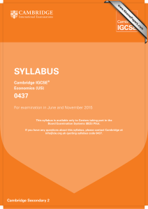 SYLLABUS 0437 Cambridge IGCSE Economics (US)