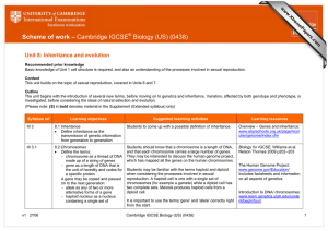 Scheme of work – Cambridge IGCSE Biology (US) (0438)