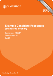 Example Candidate Responses (Standards Booklet) 0439 Cambridge IGCSE