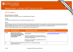 Scheme of work – Chemistry (US) 0439 Unit 10: Organic 2
