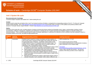 Scheme of work – Cambridge IGCSE Computer Studies (US) 0441 www.XtremePapers.com