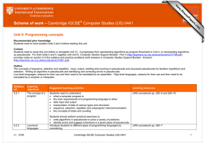 Scheme of work – Cambridge IGCSE Computer Studies (US) 0441 www.XtremePapers.com