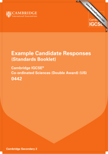 Example Candidate Responses (Standards Booklet) 0442 Cambridge IGCSE