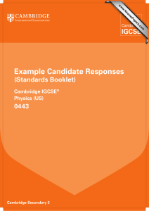 Example Candidate Responses (Standards Booklet) 0443 Cambridge IGCSE