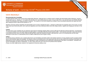 Scheme of work – Cambridge IGCSE Physics (US) 0443