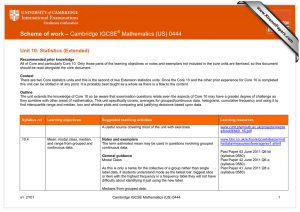 Scheme of work – Cambridge IGCSE Mathematics (US) 0444