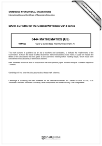 0444 MATHEMATICS (US)  MARK SCHEME for the October/November 2013 series