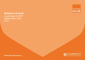 Scheme of work Cambridge IGCSE  Mathematics (US)