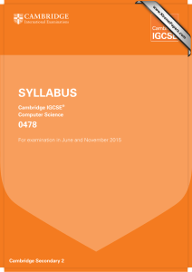SYLLABUS 0478 Cambridge IGCSE Computer Science