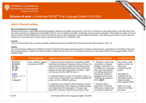 Scheme of work – First Language English (US) 0524