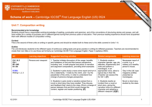 Scheme of work – First Language English (US) 0524