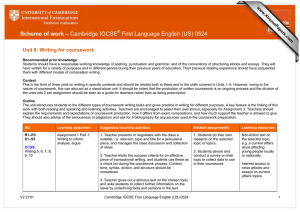 Scheme of work – First Language English (US) 0524