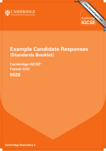 Example Candidate Responses (Standards Booklet) 0528 Cambridge IGCSE