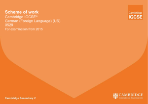 Scheme of work Cambridge IGCSE  German (Foreign Language) (US)