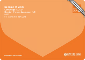 Scheme of work Cambridge IGCSE  Spanish (Foreign Language) (US)