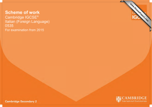 Scheme of work Cambridge IGCSE  Italian (Foreign Language)