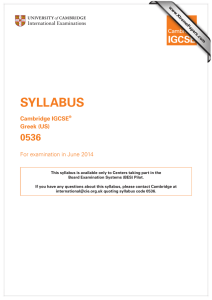 SYLLABUS 0536 Cambridge IGCSE Greek (US)