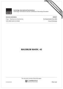 MAXIMUM MARK: 45 www.XtremePapers.com Cambridge International Examinations 0538/01