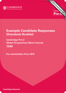 Example Candidate Responses (Standards Booklet) 1340 Cambridge Pre-U