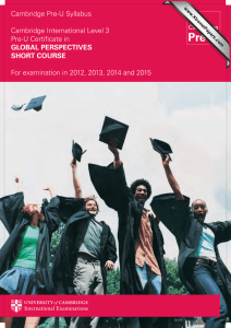 Cambridge Pre-U Syllabus Cambridge International Level 3 Pre-U Certificate in