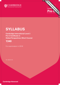 SYLLABUS 1340 Cambridge International Level 3 Pre-U Certificate in