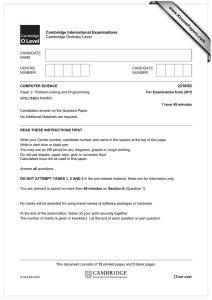 www.XtremePapers.com Cambridge International Examinations Cambridge Ordinary Level