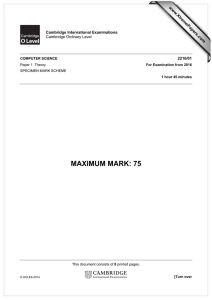 MAXIMUM MARK: 75 www.XtremePapers.com Cambridge International Examinations