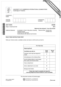 www.XtremePapers.com *0123456789* UNIVERSITY OF CAMBRIDGE INTERNATIONAL EXAMINATIONS Cambridge ICT Starters