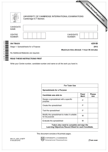 www.XtremePapers.com *0123456789* UNIVERSITY OF CAMBRIDGE INTERNATIONAL EXAMINATIONS Cambridge ICT Starters