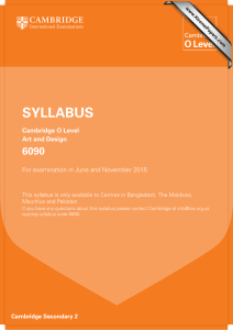 SYLLABUS 6090 Cambridge O Level Art and Design