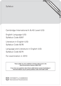 Syllabus Cambridge International A &amp; AS Level (US) English Language (US)