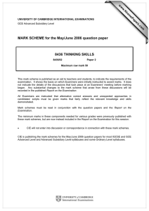 MARK SCHEME for the May/June 2006 question paper 8436 THINKING SKILLS www.XtremePapers.com