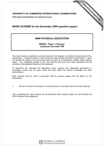 MARK SCHEME for the November 2004 question papers  8666 PHYSICAL EDUCATION www.XtremePapers.com