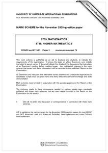 MARK SCHEME for the November 2005 question paper  9709, MATHEMATICS